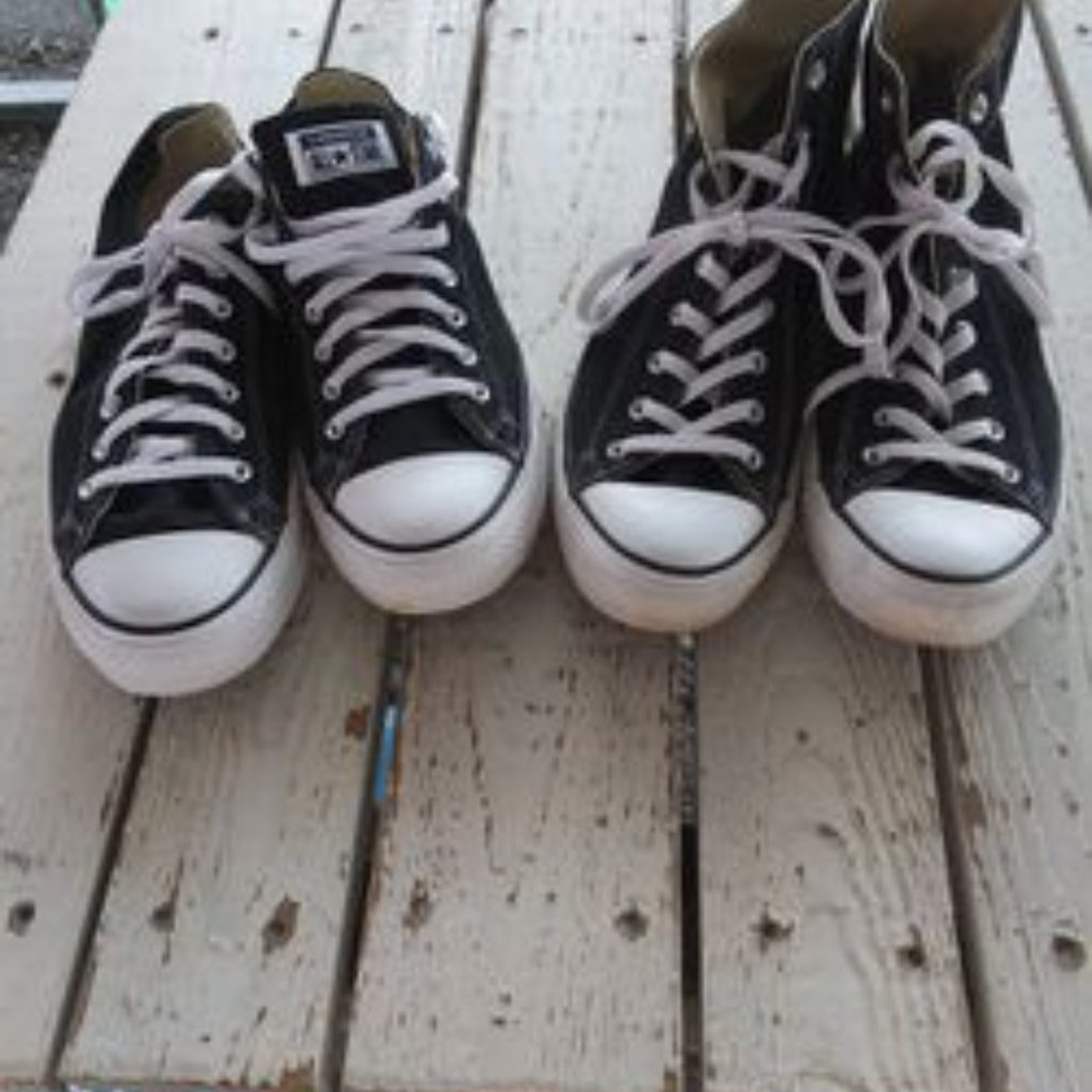 Bundle!! Two Pair Of Black Converse All Star Sz 1… - image 1